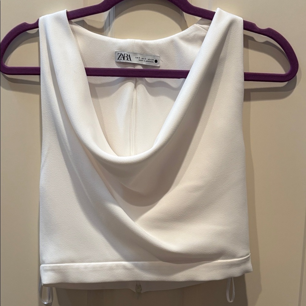 Zara Women's Elegant White Crop Top
